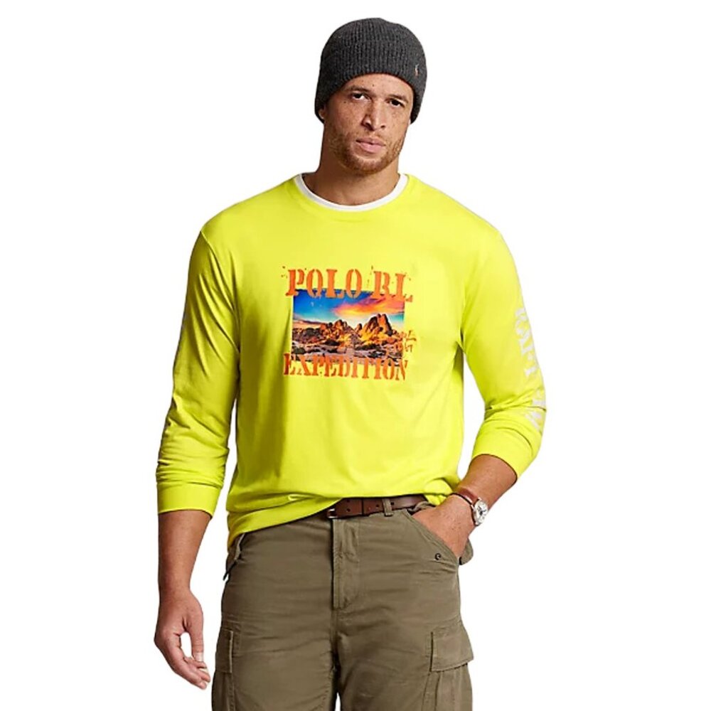 Polo Ralph Lauren Mens Big & Tall 3XLT Yellow Expedition Desert Graphic T-Shirt - Picture 2 of 10